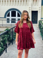 Frosted Cranberry Sequin Dress