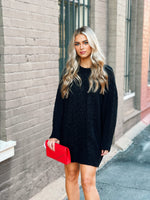 Cableknit Sweater Dress BLK