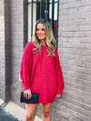 Cableknit Sweater Dress RED