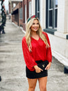 Wrapped in Red Sequin Top